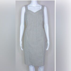 Etcetera Brown/White Gingham Sheath Dress With Pockets  Size 8